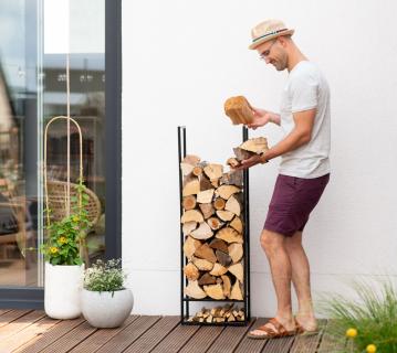 Westmann Stahl Kaminholzregal Porthos | Schwarz | 40x20x120 cm 