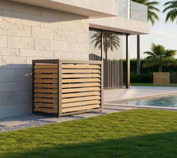 Westmann Boxa S | Abdeckung für Wärmepumpe | Holzoptik | 100x50x92 cm 