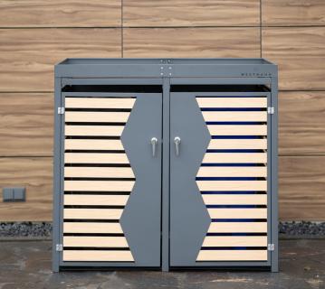 Westmann Stahl Mülltonnenbox für 2 Mülltonnen 240 Liter | Anthrazit | 84x134x125 cm 