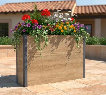 B-WARE Westmann Metall Pflanzkübel Talus XL | Pflanzkübel rechteckig | Holzoptik | 100x25x77cm Farbe