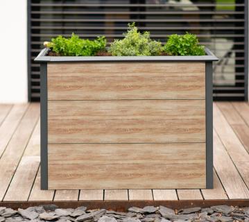 Westmann Metall Hochbeet Primus-Multi M | Inkl. Schneckenschutz | Holzoptik/Anthrazit | 100x50x77 cm 