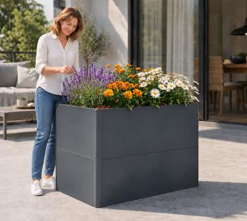 Westmann Altera 100 | Metall Pflanzkübel mit Zwischenboden | Anthrazit | 100x50x77 cm 