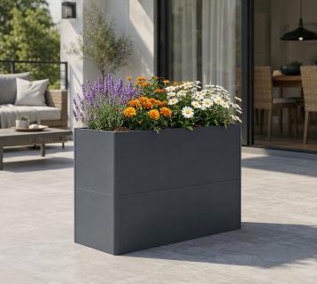 Westmann Altera 100 | Metall Pflanzkübel mit Zwischenboden | Anthrazit | 100x50x77 cm 