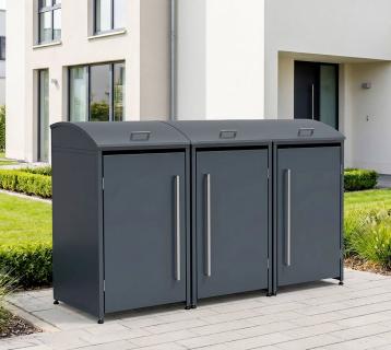 Westmann Metall Mülltonnenbox Moderna 3 | 3x240 L | Anthrazit | 83x211x135 cm 