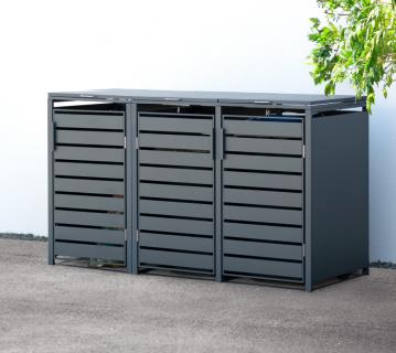 Westmann Metall Mülltonnenbox 3er Kubus | 3x240 L | Anthrazit | 200x80x116 cm 