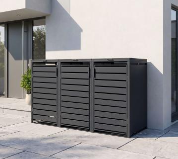 Westmann Metall Mülltonnenbox 3er Kubus | 3x240 L | Anthrazit | 200x80x116 cm 