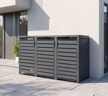 Westmann Metall Mülltonnenbox 3er Kubus | 3x240 L | Anthrazit | 200x80x116 cm 