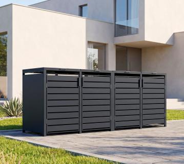 Westmann Metall Mülltonnenbox 4er Kubus | 4x240 L | Anthrazit | 264x80x116 cm 