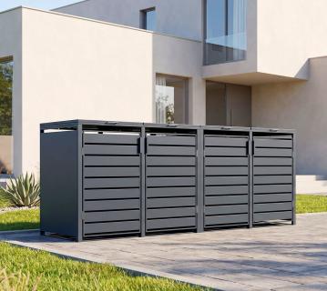 Westmann Metall Mülltonnenbox 4er Kubus | 4x240 L | Anthrazit | 264x80x116 cm 