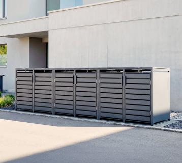 Westmann Metall Mülltonnenbox Kubus 6er | 6x240 L | Anthrazit | 396x80x116 cm 