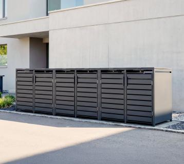 Westmann Metall Mülltonnenbox Kubus 6er | 6x240 L | Anthrazit | 396x80x116 cm 