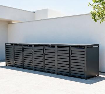 Westmann Metall Mülltonnenbox Kubus 7er | 7x240 L | Anthrazit | 464x80x116 cm 
