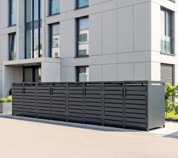 Westmann Metall Mülltonnenbox Kubus 8er | 8x240 L | Anthrazit | 528x80x116 cm 