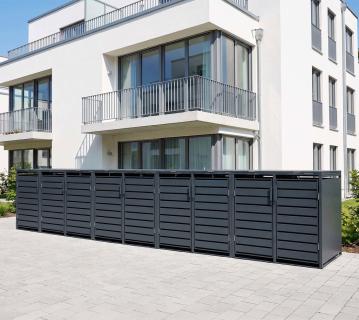 Westmann Metall Mülltonnenbox Kubus 9er | 9x240 L | Anthrazit | 596x80x116 cm 