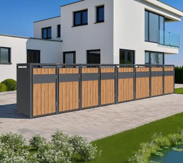 Westmann Varius 8 | Metall Mülltonnenbox 8er | 8x240 L | Holzoptik 