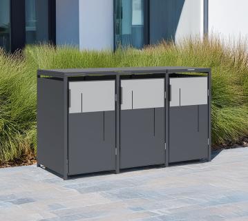 Westmann Tonus 3 | Metall Mülltonnenbox 3er | 3x240 L | Anthrazit 