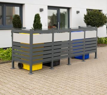 Westmann Metall Mülltonnenverkleidung Planum | 4x240 L | Anthrazit Mix | 330x90x120 cm 