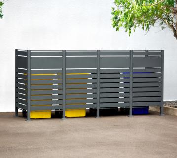 B-WARE Westmann Metall Mülltonnenverkleidung Planum | 4x240 L | Anthrazit | 330x90x150 cm 