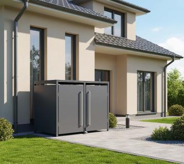 Westmann Pedura 2 | Metall Mülltonnenbox mit Fußpedal | 2x240 L | Anthrazit 