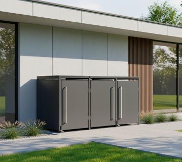 Westmann Pedura 3 | Metall Mülltonnenbox mit Fußpedal | 3x240 L | Anthrazit  