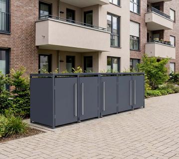 Westmann Pedura 5 | Metall Mülltonnenbox mit Fußpedal | 5x240 L | Anthrazit 