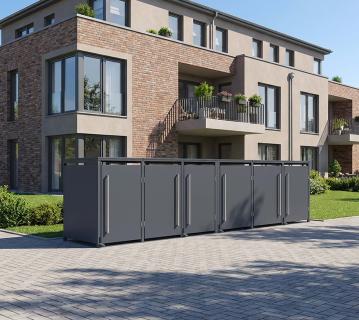 Westmann Pedura 6 | Metall Mülltonnenbox mit Fußpedal | 6x240 L | Anthrazit 