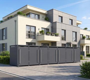 Westmann Pedura 7 | Metall Mülltonnenbox mit Fußpedal | 7x240 L | Anthrazit 