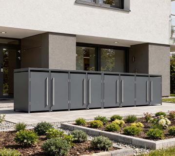 Westmann Pedura 8 | Metall Mülltonnenbox mit Fußpedal | 8x240 L | Anthrazit 