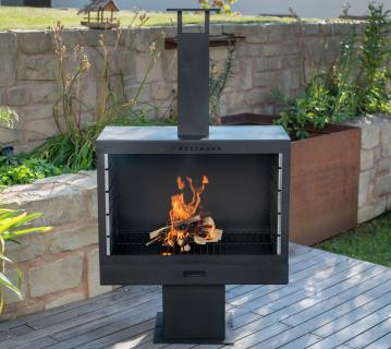 Westmann Stahl Grillkamin Feuerstelle | Schwarz | 50x90x160 cm 