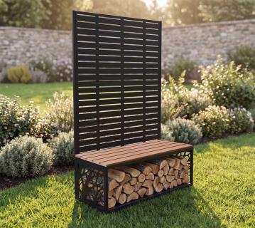 Westmann Usus 3 | Gartenbank mit Sichtschutz | inkl. Holzlager 