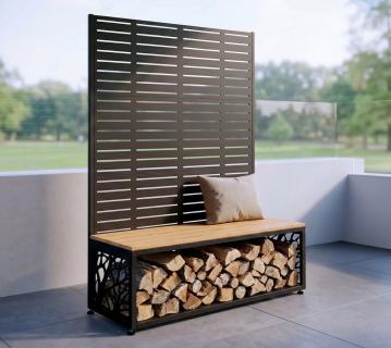 Westmann Usus 3 | Gartenbank mit Sichtschutz | inkl. Holzlager 