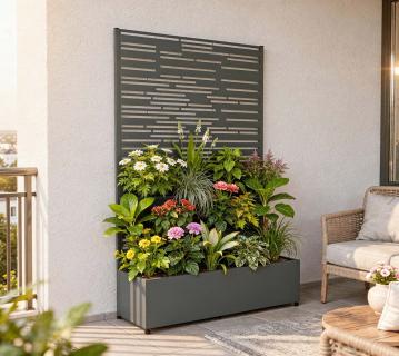 Westmann Dekora 8 | Metall Pflanzkasten mit Rankgitter | Anthrazit 