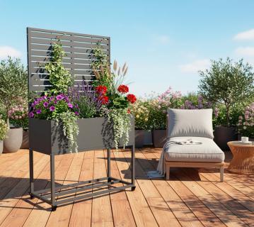 Westmann Dekora 4 | Metall Pflanzkasten mit Rankgitter und Rollen 