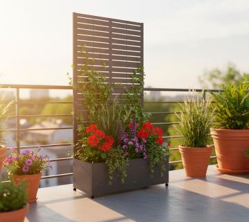 Westmann Dekora 1 | Metall Pflanzkasten mit Rankgitter | Anthrazit 