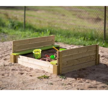 Wendi Toys Holz Sandkasten Maus | mit Deckel | Natur | 117x117x39 cm 