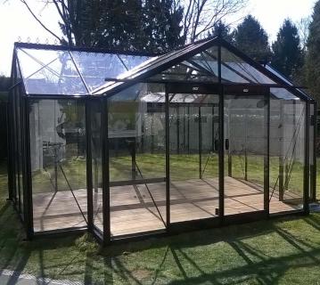 ACD Glas Gewächshaus Orangerie Helene | Schwarz | 377x445x259 cm 