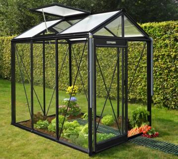 ACD Glas Gewächshaus Piccolo P03 RAL | Schwarz | 224x159x221 cm 