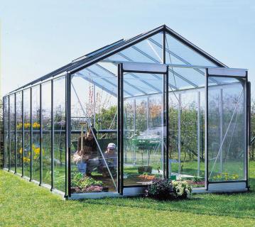 ACD Glas Gewächshaus R308H-B RAL | Silber | 593x306x259 cm 