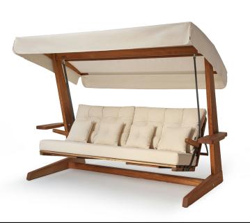 B-WARE Westmann Irokoholz Hollywoodschaukel Luna 2600 | Beige | 139x260x195 cm 