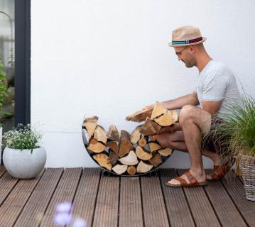 B-WARE CookKing Stahl Kaminholzregal Turyn 70 | Schwarz | 70x45 cm 