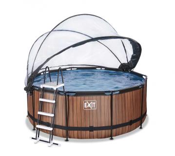 Exit Aufstellpool Framepool mit Dach | Braun | 360x122 cm 