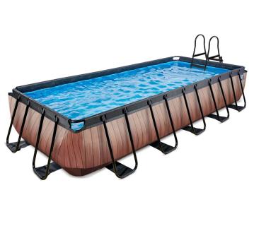 EXIT Wood Pool 540x250x100 cm mit Filterpumpe braun Inkl. Filterpumpe