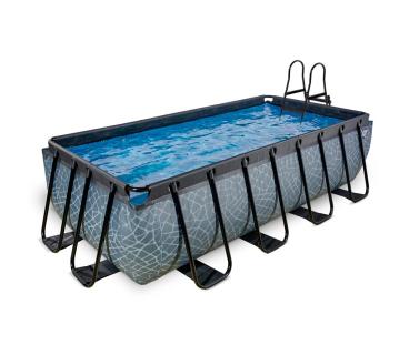 Exit Stahlrahmen Aufstellpool | Grau | Inkl. Sandfilterpumpe