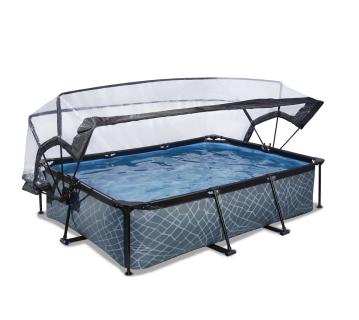 Exit Stahlrahmen Aufstellpool | Grau | Inkl. Filterpumpe, Abdeckung