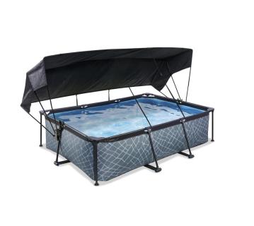 Exit Stahlrahmen Aufstellpool | Grau | Inkl. Filterpumpe, Sonnensegel