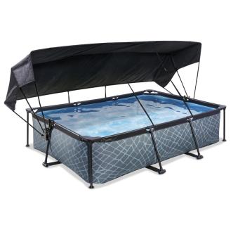 Exit Stahlrahmen Aufstellpool | Grau | Inkl. Filterpumpe, Sonnensegel