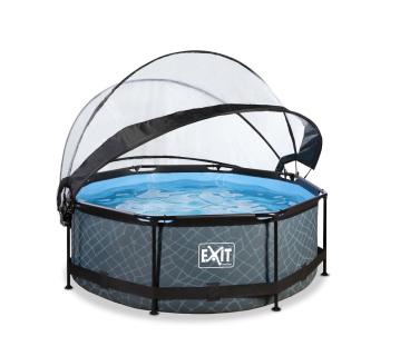 Exit Stahlrahmen Aufstellpool | Grau | 76 cm Inkl. Filterpumpe, Sonnendach