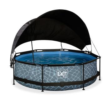 Exit Stahlrahmen Aufstellpool | Grau | 76 cm Inkl. Filterpumpe, Sonnenschutz