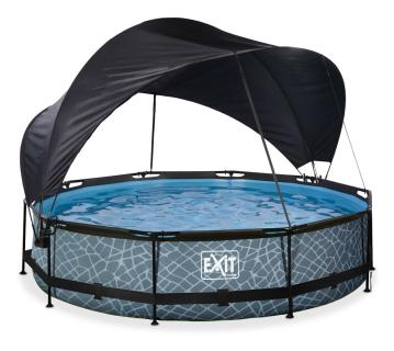 Exit Stahlrahmen Aufstellpool | Grau | 76 cm Inkl. Filterpumpe, Sonneschutz