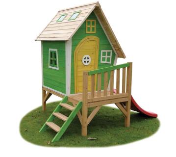 EXIT Kinderspielhaus Fantasia 300 Grün inkl. Veranda & Rutsche 